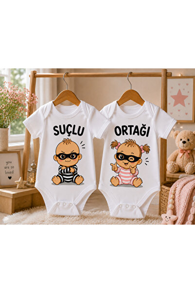 Novera Organic 100% Cotton Funny Special Twin Baby Girl and Boy Bodysuit