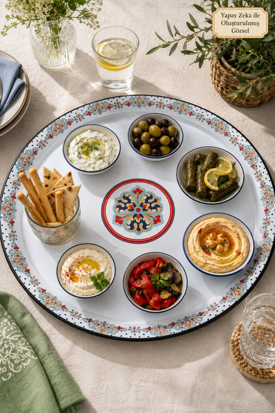 İnci Emaye No. 70 Enameled Sini Tableware, Food Presentation Tray, Floor Tabl...