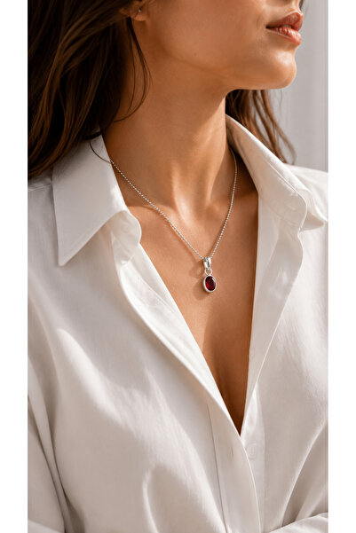 Luamor Jewelry 925 Ayar Gümüş Natural Yakut Kolye