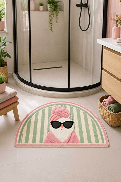Toronto Home Digital Printing Non-Slip Washable Colorful Bath Mat with Cat De...