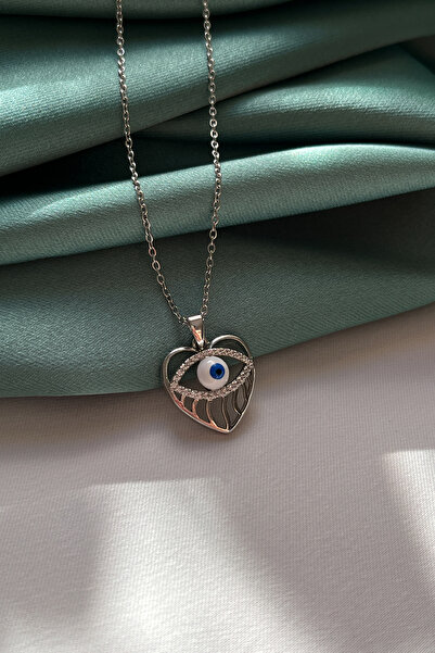 Berilya Aksesuar Heart-Shaped Evil Eye Bead Figured Necklace