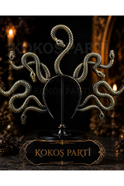 Kokoş Parti Cadılar Bayramı Medusa Tacı ● 9 Yılan Başlıklı Halloween Taç