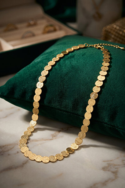 Lisinya Plate Model Gold Color Brass Women's Necklace -