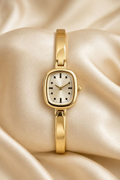 GANYMET Ponis Women's Gold Color Yellow Dial Handcuff Bracelet Watch |   Corn...