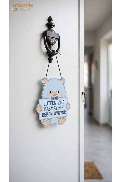 OtantikGiftShop KAPI SÜSÜ Ayıcıklı Lütfen Zile Basmayınız Bebek Uyuyor 14x22 ...