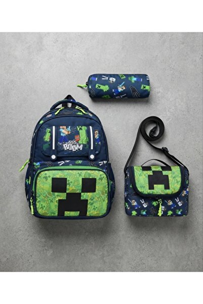 Genel Markalar MASTER PACK Minecraft Desenli 3'lü Okul Çantası Seti - Beslenm...