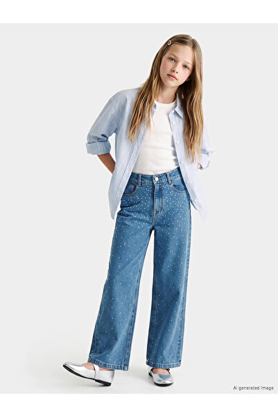 LC Waikiki Stoned Wideleg Girls' Jean Trousers