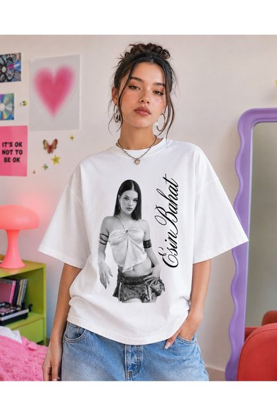 fingerjewerly Manifest Group Esin Bahat Printed Oversize T-Shirt Unisex 80% Cotton Boxy Fit Streetwear T-Shirt Thick Textured