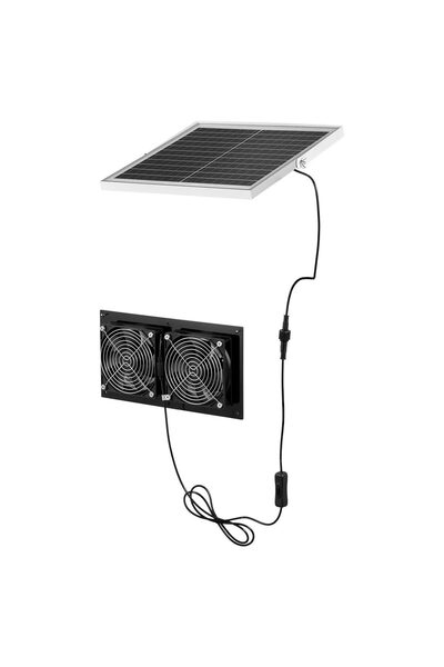 OEM Set 2 x ventilatoare cu panou solar pentru sere/mansarde, 2 x 15 W, 2668 ...