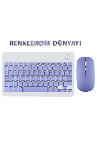 Arvencase Tüm Cihazlara Uyumlu Kablosuz Bluetooth Klavye ve Mause Seti Tablet...