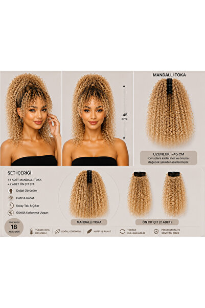 Afro Kıvırcık Mandallı Toka & Ön Çıt Çıt Seti No -18
