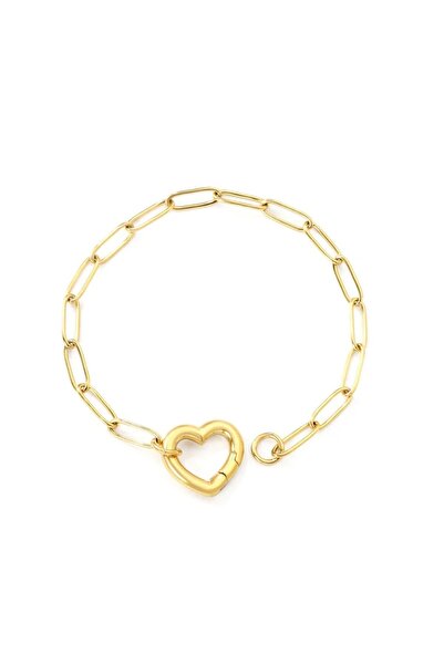 Bijuteria SORELLY Brățară tip agrafă placată cu aur de 14k, cu o inimă din oțel