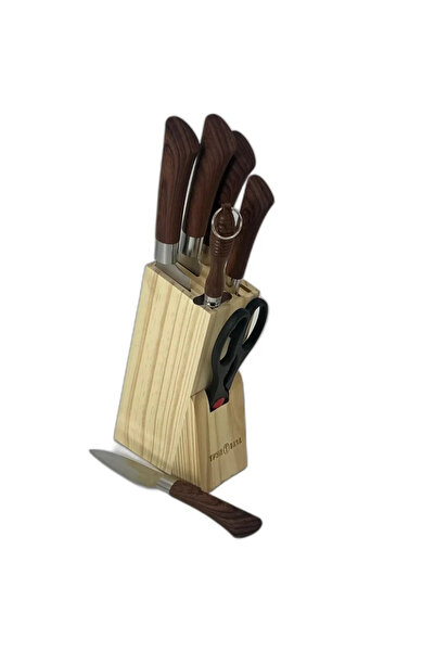 Virello Set de 8 cuțite de bucătărie cu suport elegant din lemn – Durabil și ...