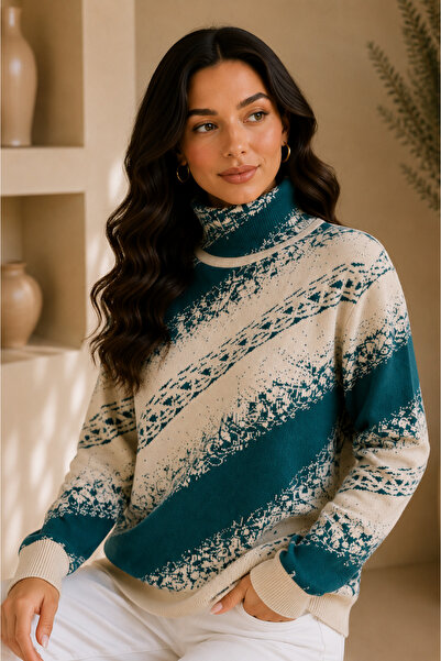 Cherry Butik Turtleneck Patterned Knitwear Sweater