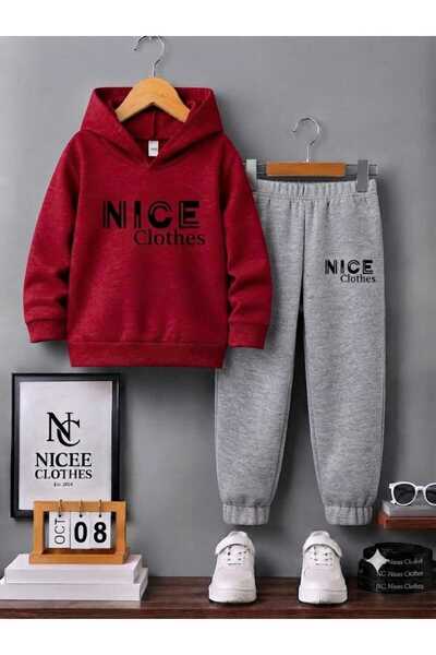 NC Nicee Clothes طقم رياضي للأطفال للجنسين (ملابس شتوية سوداء مطبوعة)