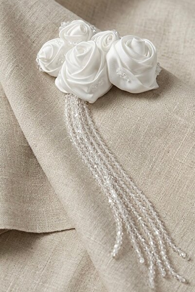 LIVOSH Satin Flower Crystal Stone Bow Tie Clasp Wedding Bow Tie Clasp Bridal Bow Tie Clasp