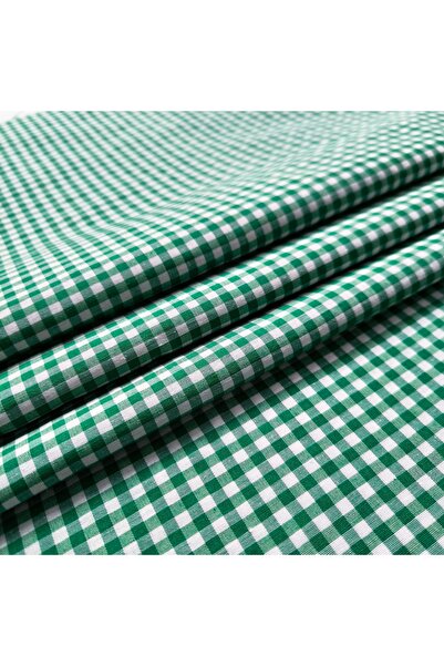 Pamuklu Yeşil Pötikare Kumaş - 170 cm Geniş En