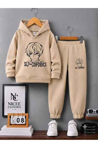 Leto Lykia Children's Tracksuit Set Unisex (Character Face Drawing Winter Print)