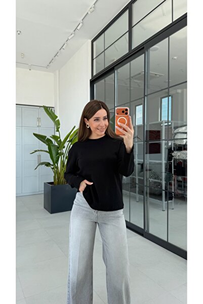 elif teke Straight Model Long Sleeve Blouse Black