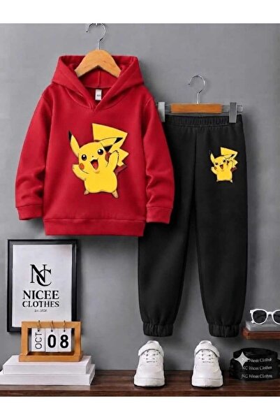 NC Nicee Clothes Children's Tracksuit Set Unisex (with Large Pikaçu Print in ...