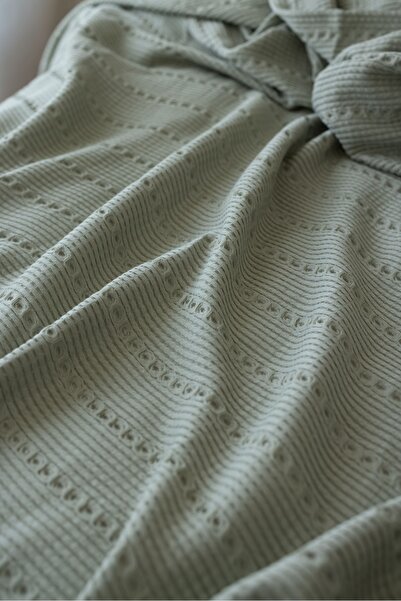 Bej Home Haki Renkli Çift Kişilik Pike 220x240 cm %100 Pamuk