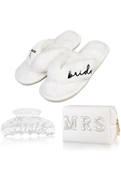 OEM Wedding accessories set, 3 pieces, Bride slippers, Mrs cosmetic bag and h...