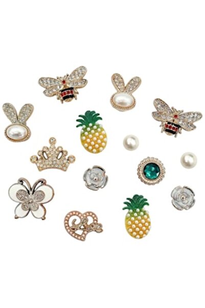 OEM Set de 14 accesorii decorative pentru saboți, modele albină, ananas, flut...