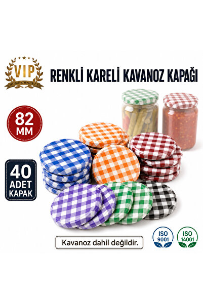 Vip Home Concept Market Ürünleri Jar Lid 82 mm Colorful Checkered Jar Lid 40 ...