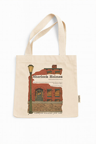 Tee&more. Sherlock Holmes Printed Canvas Tote Bag with Velcro and Internal Po...