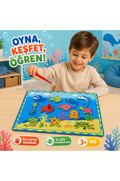 designelfida 🎣 MIKNATISLI BALIK TUTMA OYUNU – 12 DENİZ CANLISI