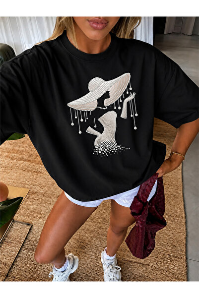 donamod Unisex Γυναικεία/Ανδρικά Oversize Βαμβακερά T-shirts με λαιμόκοψη και...