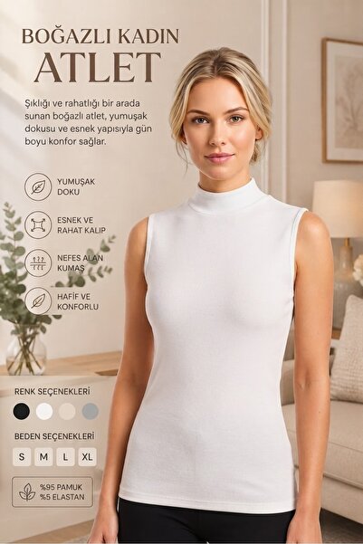 SATTENS Turtleneck Zero-Sleeve Lycra Combed Cotton Athlete