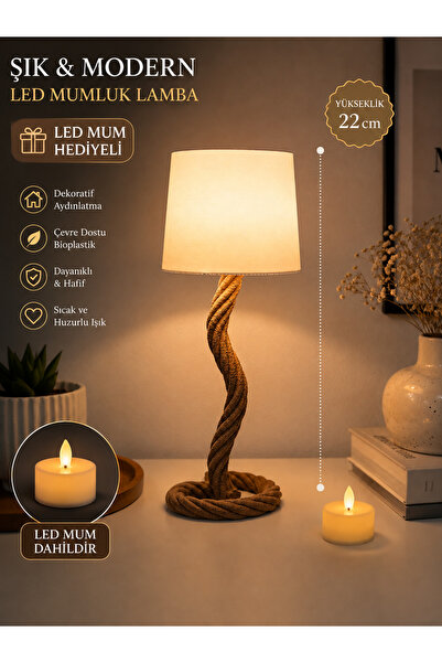 zulya 22 cm Modern Dekoratif LED Mumluk Lamba – Bioplastik Abajur, Tealight, ...