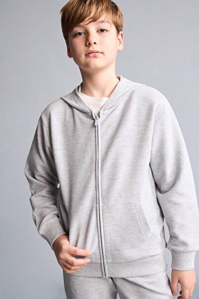 DeFacto Hooded Basic Zipper Pocket Sweatshirt Cardigan for Boys H2847A826Au