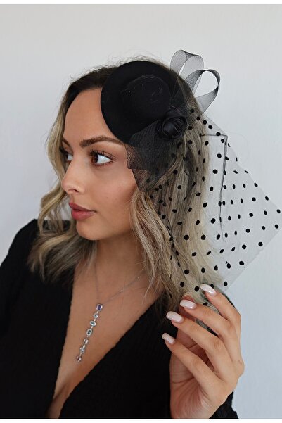 Stone Family Black Color Veaulet Hat - Hair Accessory for Weddings, Bridal Pa...