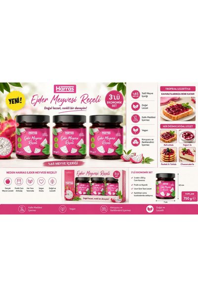 Harras Ejder Meyvesi Reçeli 3x250g