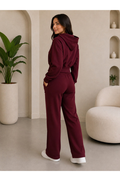 ManifestoGo Women's Modal Top and Bottom Zippered Hooded Crop Set