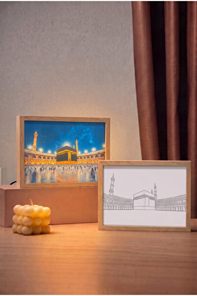 Dekoratif Kabe Temalı Işıklı Çerçeve - Masaüstü Dekoratif Gece Lambası - Sevgiliye, Arkadaşa, Ailenize Hediye