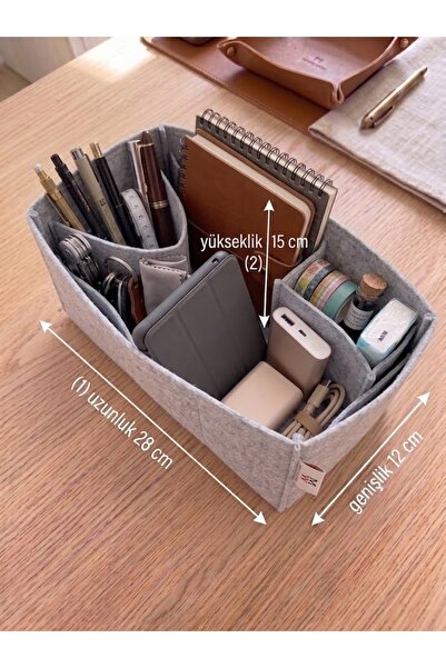 MARJİNAL W CLUB Kare Ic Cepli Canta Ici Organizer Light Gray Color 28 X 15 X 12 Dimensions (Length X Height X Width)