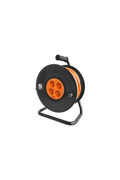 OMS Prelungitor electric pe tambur 3X2.5mm, lungime 50m, 4 prize Schuko, Negru