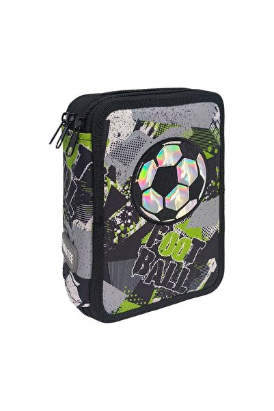 OEM Penar școlar echipat triplu, negru, model fotbal, echipat, 21x6x15cm – or...