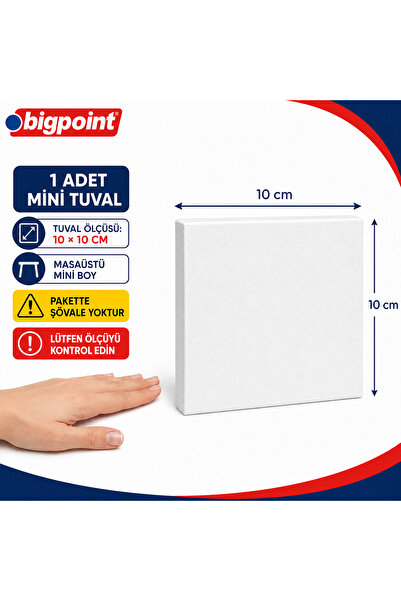 Bigpoint Mini Tuval 10 x 10 cm %100 Pamuk 230 gr/m² Akrilik ve Yağlı Boya Tuv...