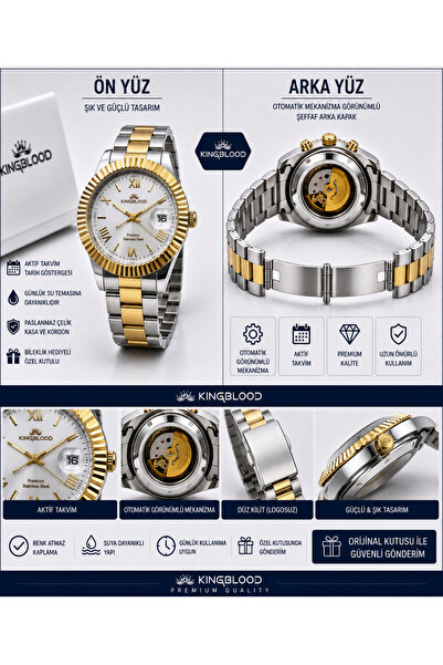 ATKGİYİM Premium Automatic Mechanism Stainless Steel Men's Wristwatch - with ...