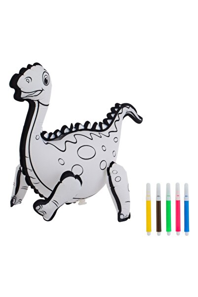 OEM Set de colorat cu balon dinozaur, cu 5 markere, 29x23cm