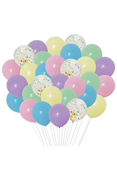 OEM Baloane de petrecere de 30cm - 30 bucăți, culori pastel și confetti