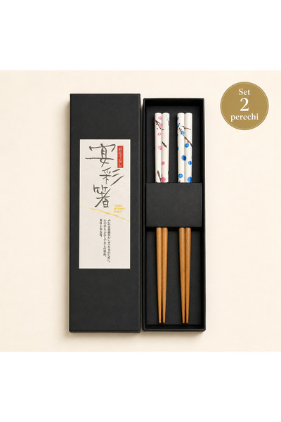OEM Traditional Chinese chopsticks, set of 2 pairs, beech wood, plum blossom ...