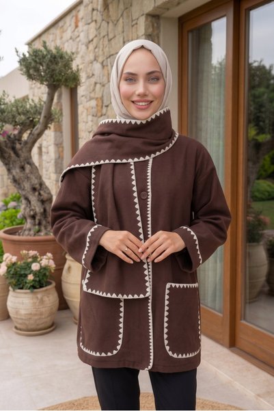 SADEL Düğme Kapamalı Atkılı Ceket - Kahverengi - Kahve
