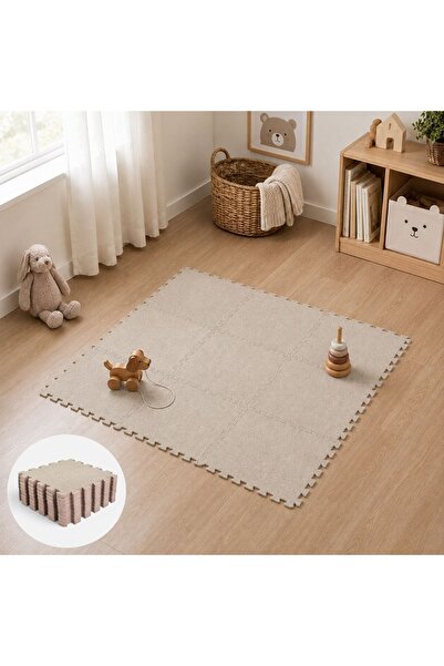 OEM Covoraș de podea tip puzzle din EVA bej - 9 piese (30.5x30.5x1.1cm)