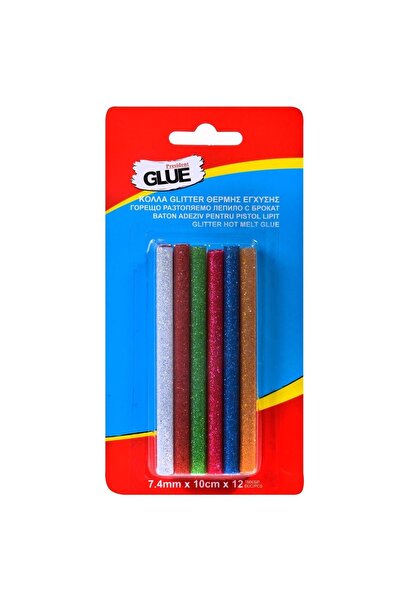 President Glue 12x 7.4mm x 100mm Batoane de adeziv cu sclipici multicolor pen...