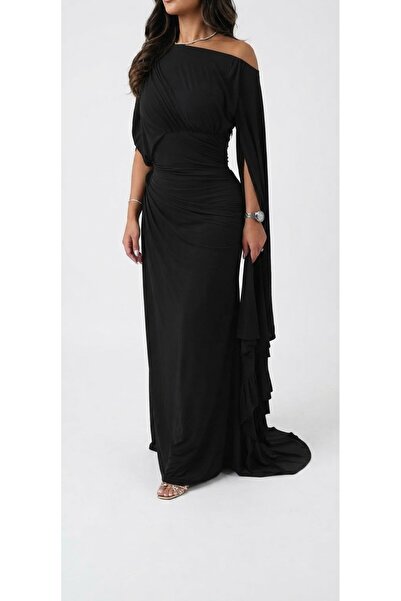 CACHE MONNEY Black Long Stretch Fabric Dress
